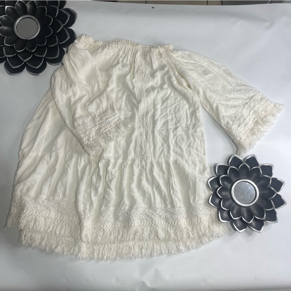 vintage miss june paris boho chic fringe off shoulder fringe top - Picture 11 of 14